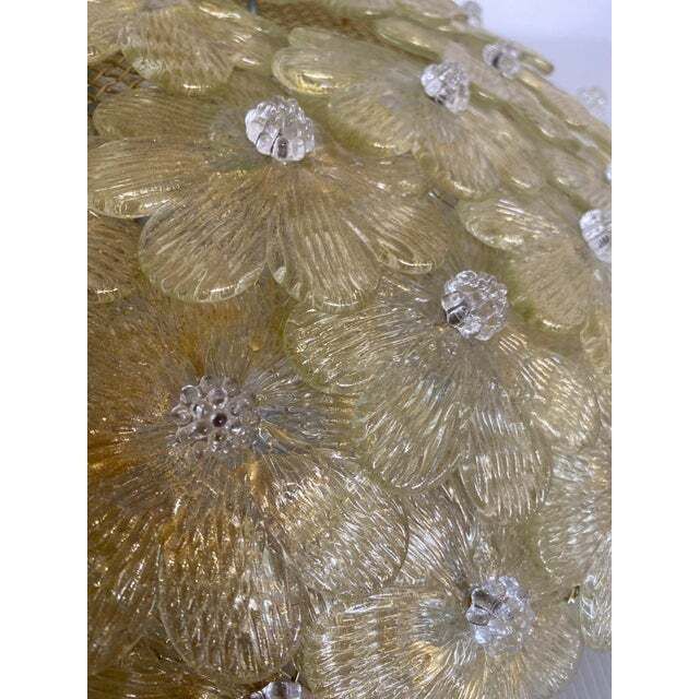 Early 21st Century Gold Flowers Murano Glass Flush Moun photo Lighting