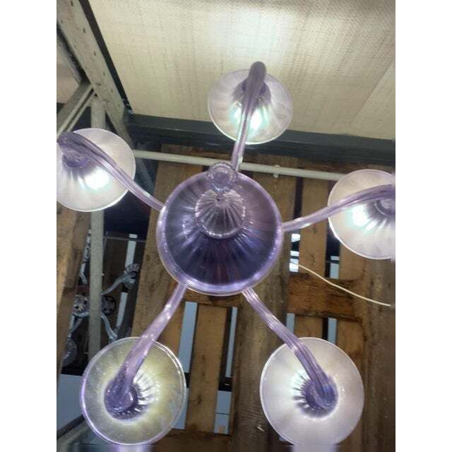 Italian Handmade Murano Style Glass Chandelier In Light Violet photo furniture