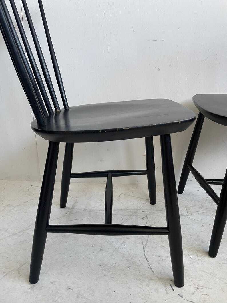 Pair Of Black Haga Fors Model 16 Mid Century Chairs Designed By Se Fryklund In Sweden photo Furniture