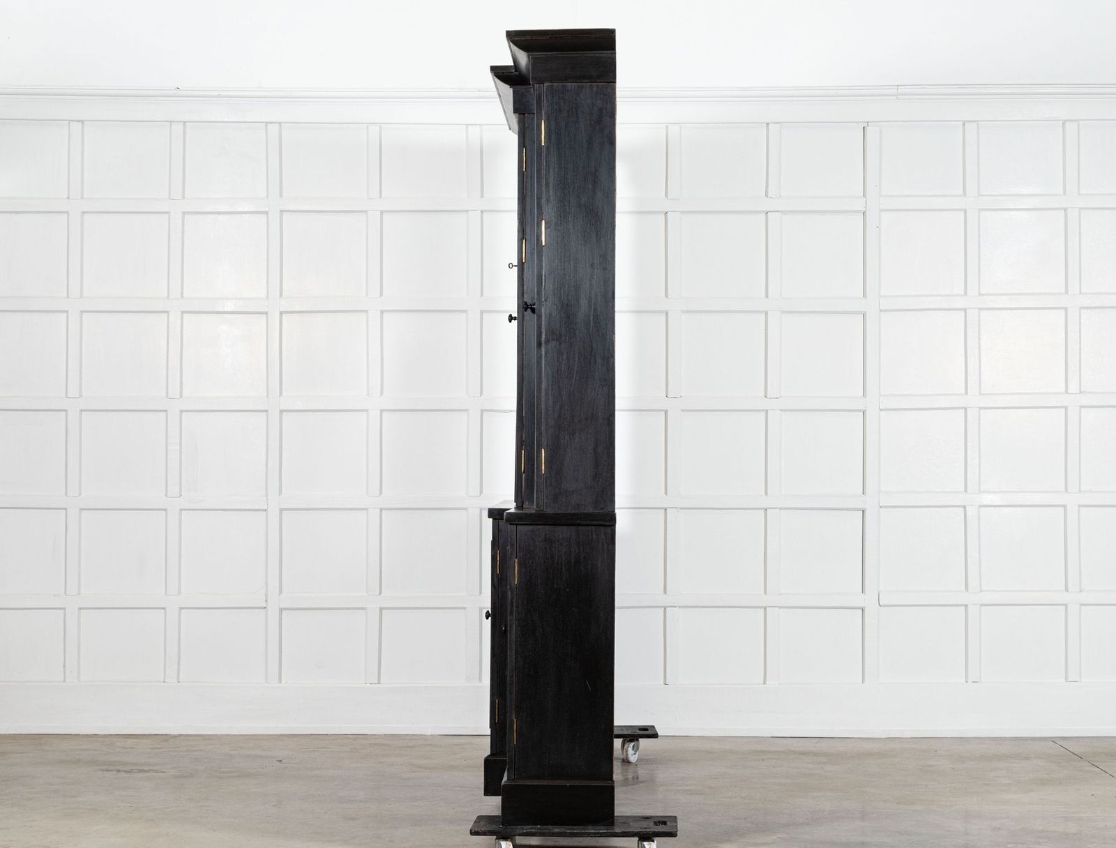 Monumental 19thc English Ebonised Mahogany Glazed Breakfront Bookcase photo buy