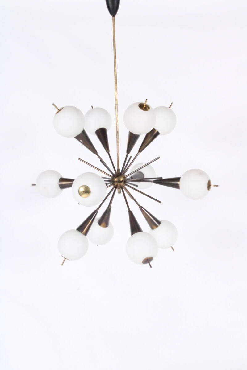 Superb Mid Century Italian Stilnovo Sputnik Chandelier