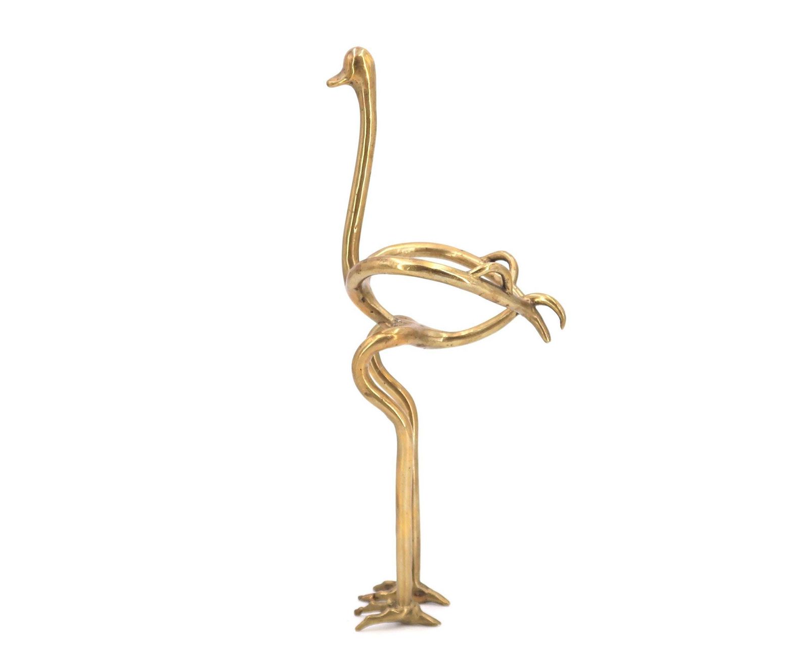 Groot Messing Struisvogelsculptuur Of Eierdisplay, Jaren 1970 / Standaard, Vintage, Cabinet De Curiosités, Hollywood Regency