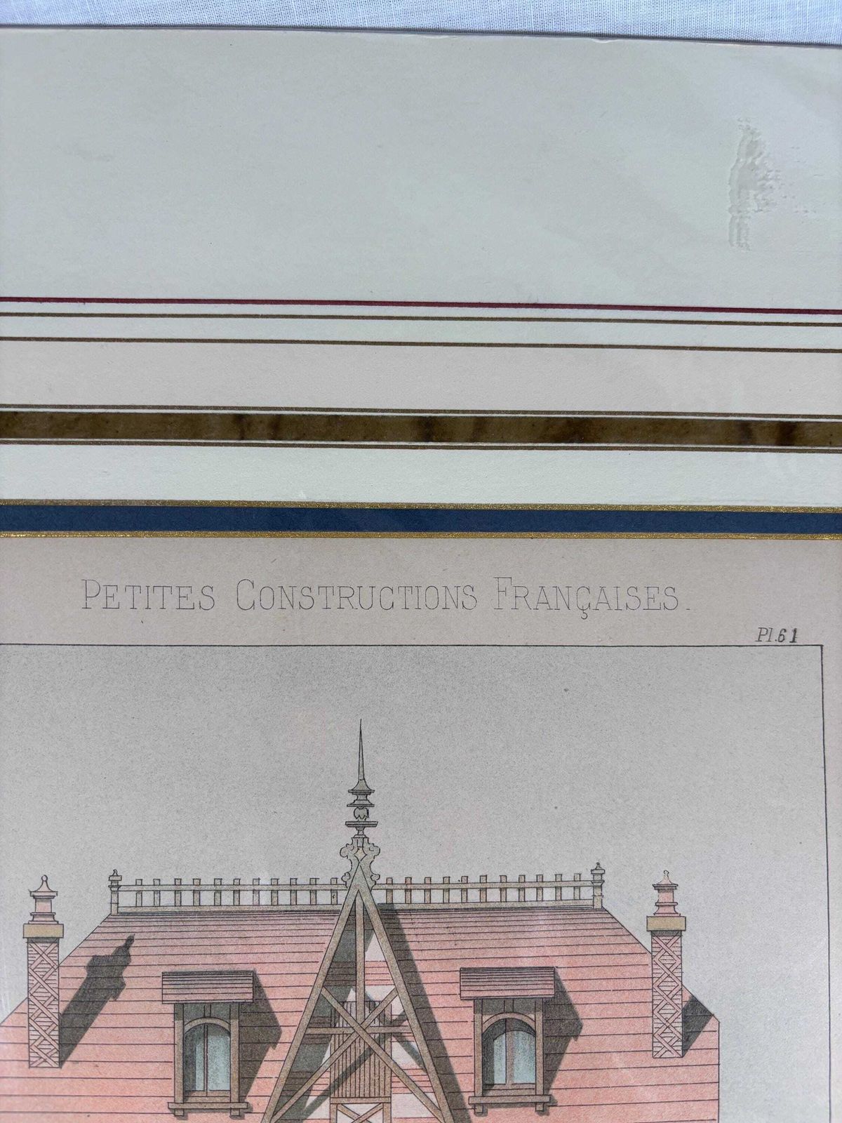 photo for sale Antique Chromolithograph Of Parisian Townhouse, Circa 1880 – Original Architectural Drawing In Rich Colours