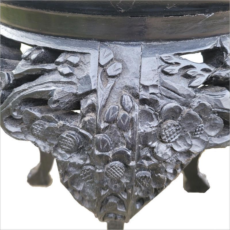 Ebonised Chinese Hardwood And Marble Plantstand photo Home Decor