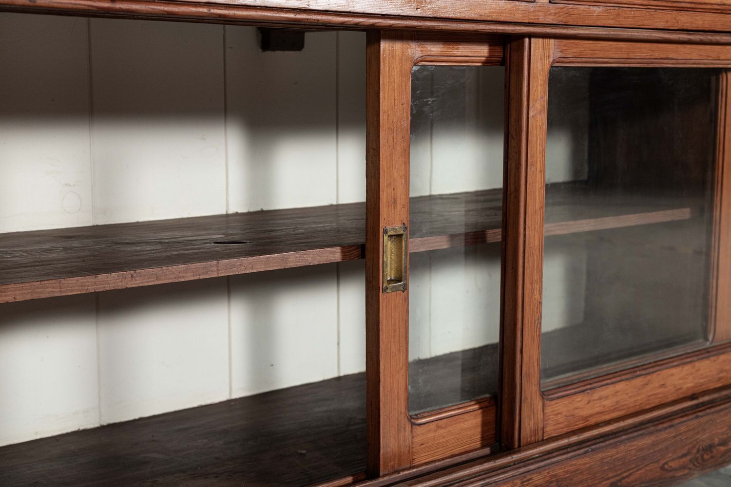 photo vinterior Large 19thc English Glazed Pine Haberdashery Cabinet