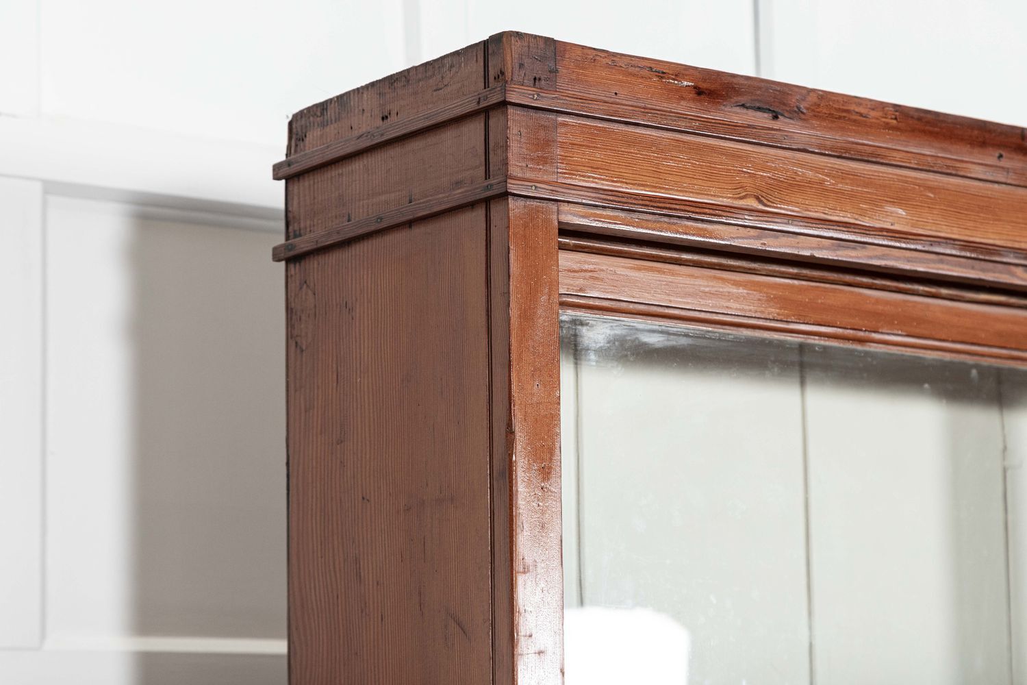 photo vintage Large 19thc English Glazed Pine Haberdashery Cabinet