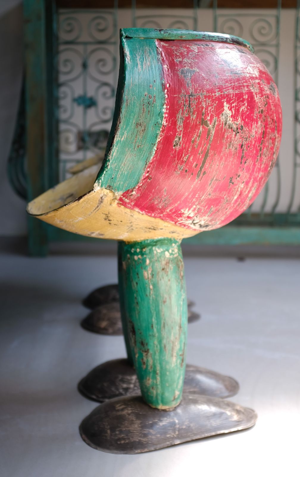 Vintage 1950s Indian Funfair Seats (Set Of 2) – Hand Carved Wooden Benches From Gujarat | Folk Art Sculptures Featured In Bollywood Film ‘3 Idiots’ photo 695.0