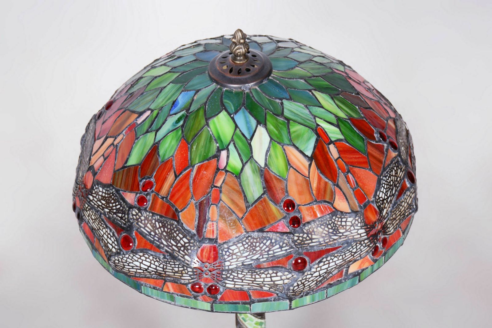 Original Art Deco Table Lamp, Enameled Bronze, Glass Shade, France, 1970s photo Lighting