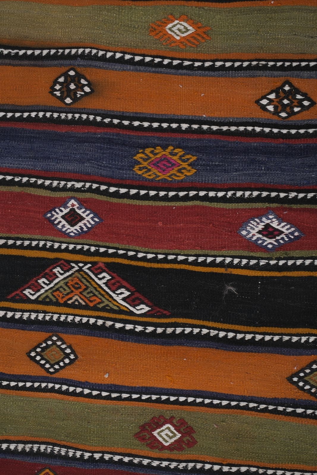 Made Of Natural Undyed Wool Early 20th Century Colorful Stair Kilim Runner 2'2'' X 19'4'' photo Textiles