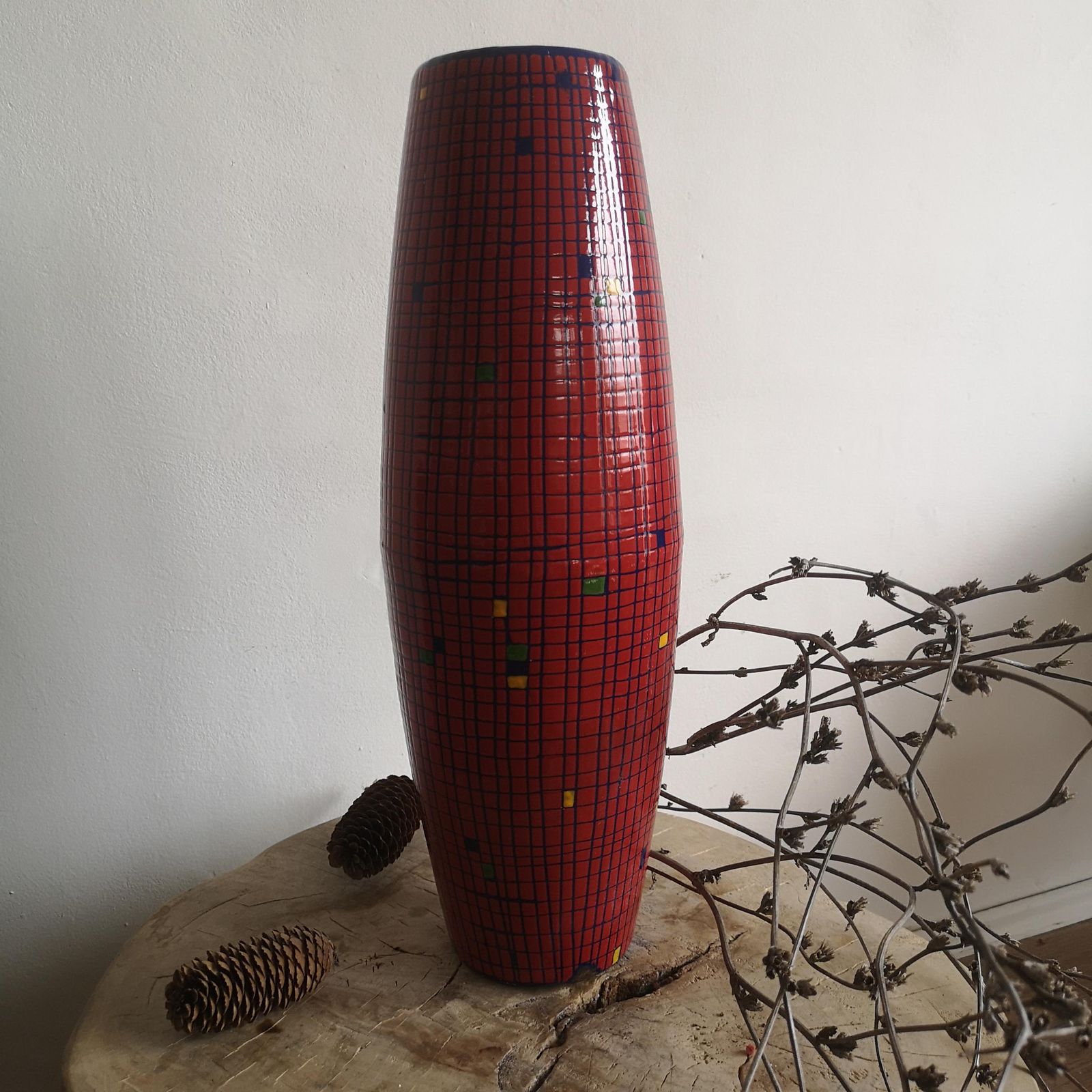 Rare Hand Painted Anniversary Vase – One Of A Kind Bonyhád Hungary Design, Unique Color & Style, Collectible Enamel Perfect Decorative Piece