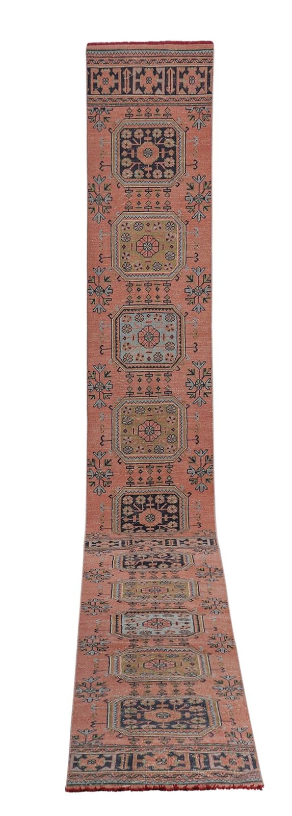 Vintage Turkish Oushak Extra Long And Wide Runner   Stair Tread 2'6'' X 22'7''