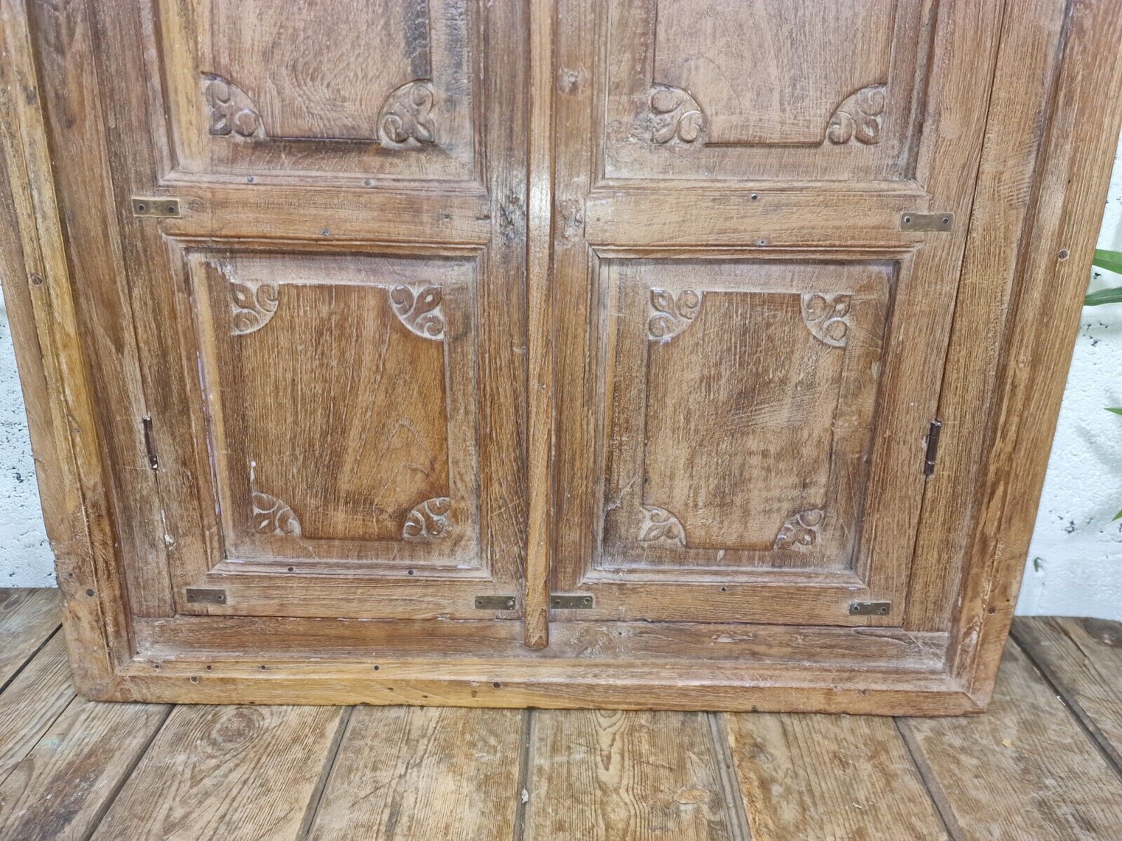 Large Antique Indian Colonial Solid Wooden Window Shutters Wall Garden Mirror photo Home Decor