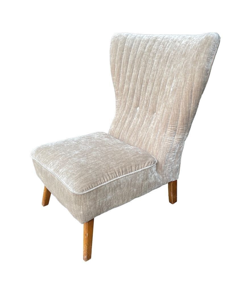 An Italian 1950s Cocktail Chair Upholstered In Mushroom Velvet.