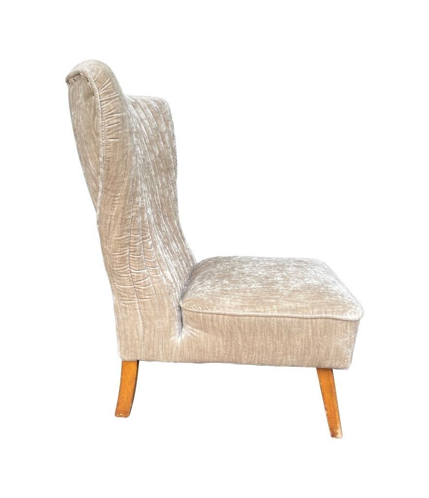 An Italian 1950s Cocktail Chair Upholstered In Mushroom Velvet. photo 950.0