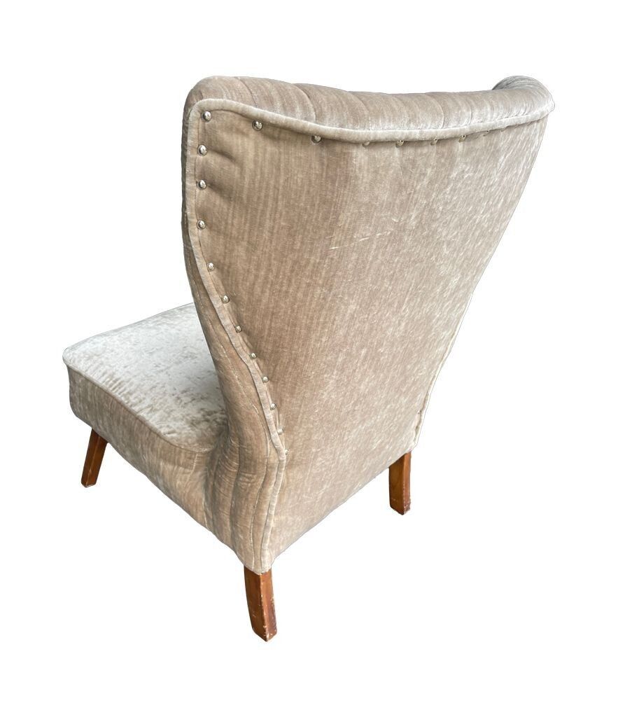 An Italian 1950s Cocktail Chair Upholstered In Mushroom Velvet. photo vintage