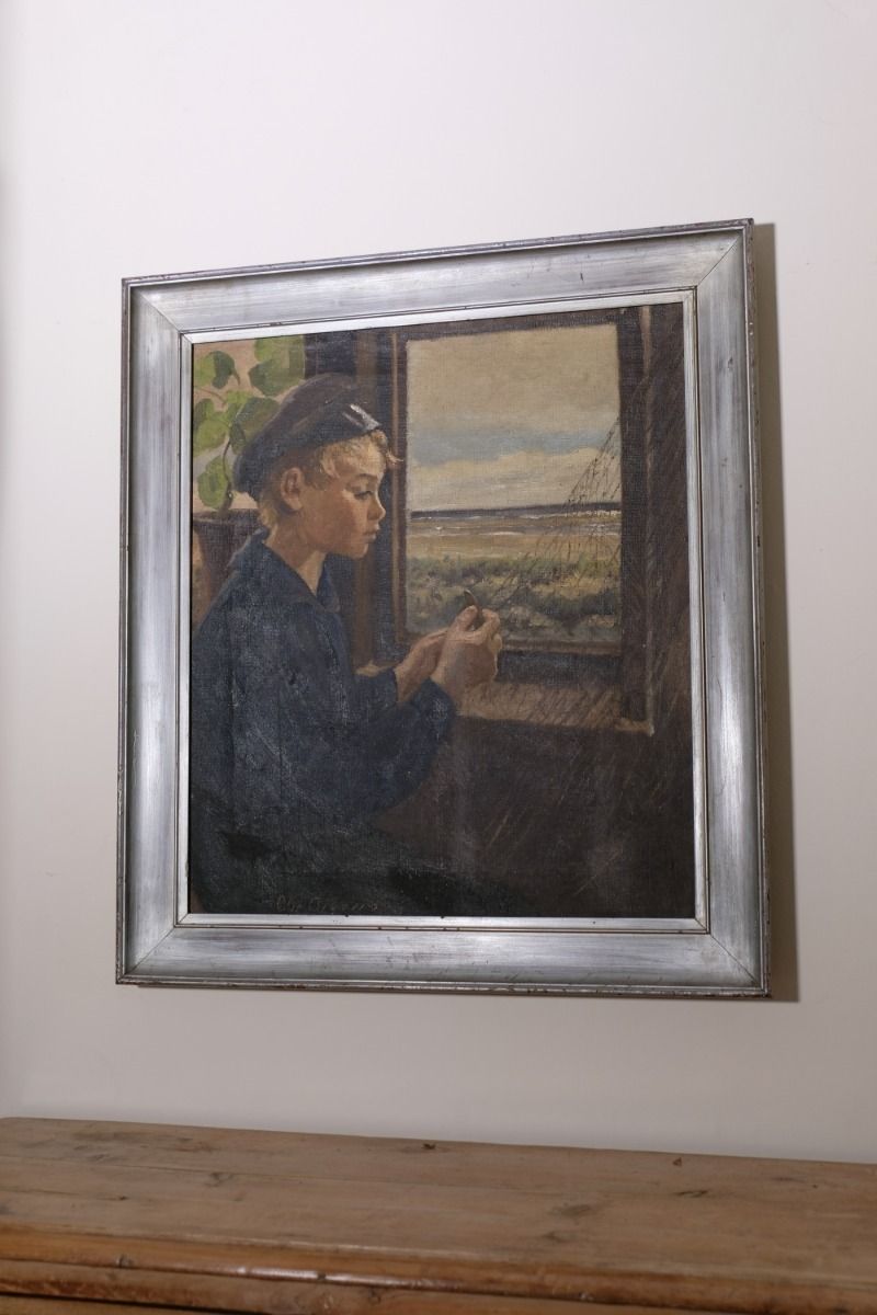 Oil On Canvas Study Of A Boy By Christian Aigens