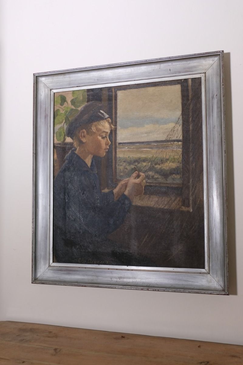 photo vinterior Oil On Canvas Study Of A Boy By Christian Aigens
