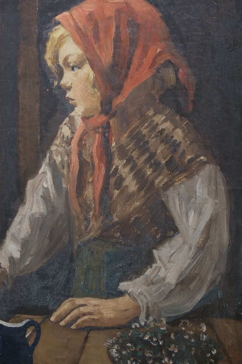 Oil On Canvas Study Of A Girl By Christian Aigens photo 2450.0