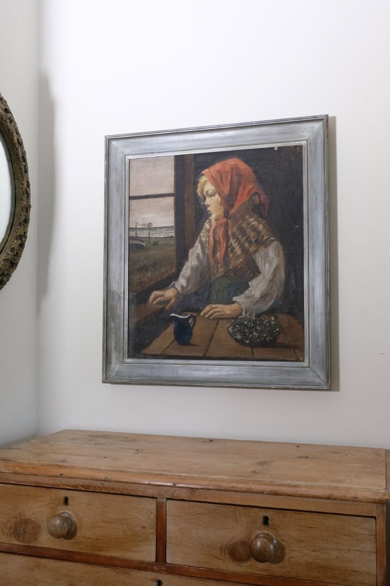 Oil On Canvas Study Of A Girl By Christian Aigens
