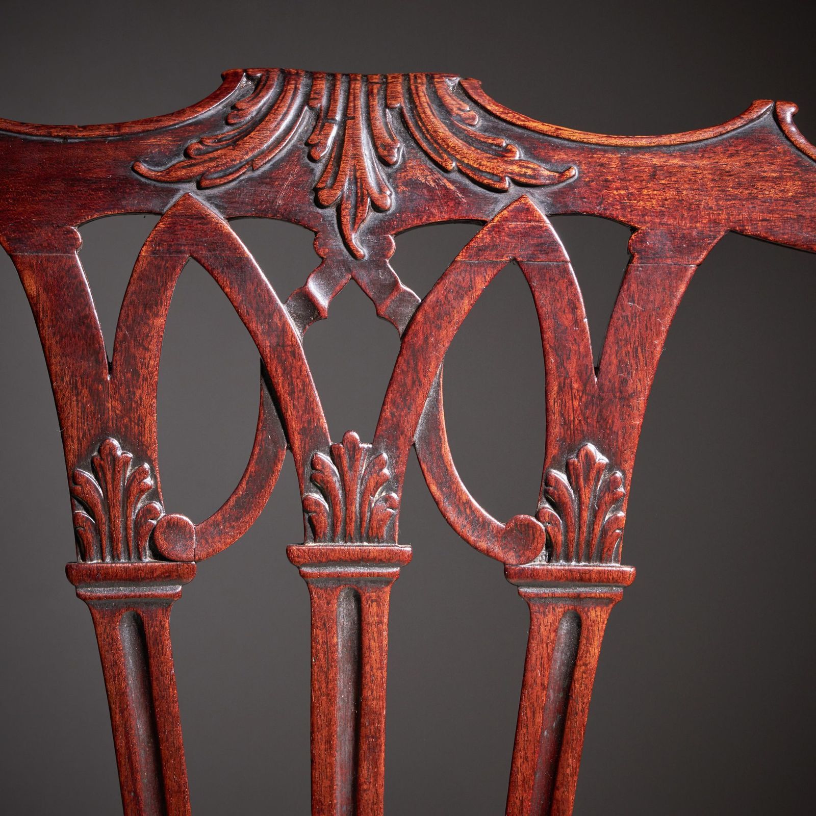 photo buy A Fine Set Of Six George III 18th Century Gothic Chippendale Dining Chairs, 1760
