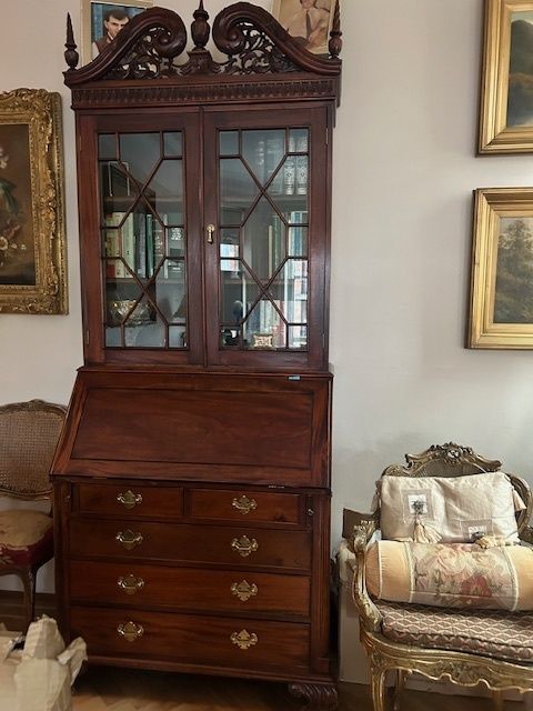 Edwardian Inlaid Mahogany Bureau Bookcase