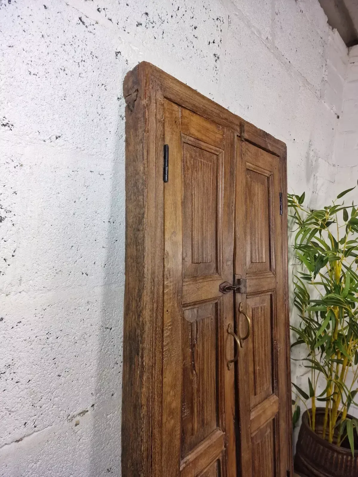 Large Antique Indian Colonial Solid Wooden Window Shutters Wall Garden Mirror photo vinterior