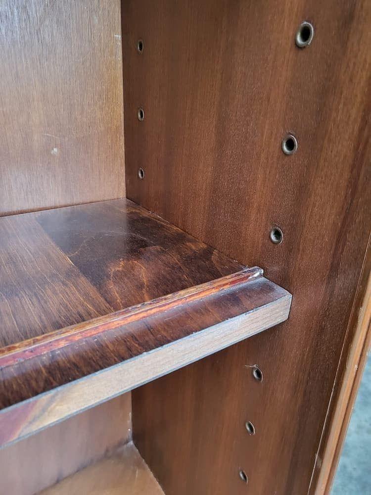 Vintage 20thc 1970's Walnut Low Bookcase Cabinet Shelves Glass Doors photo buy