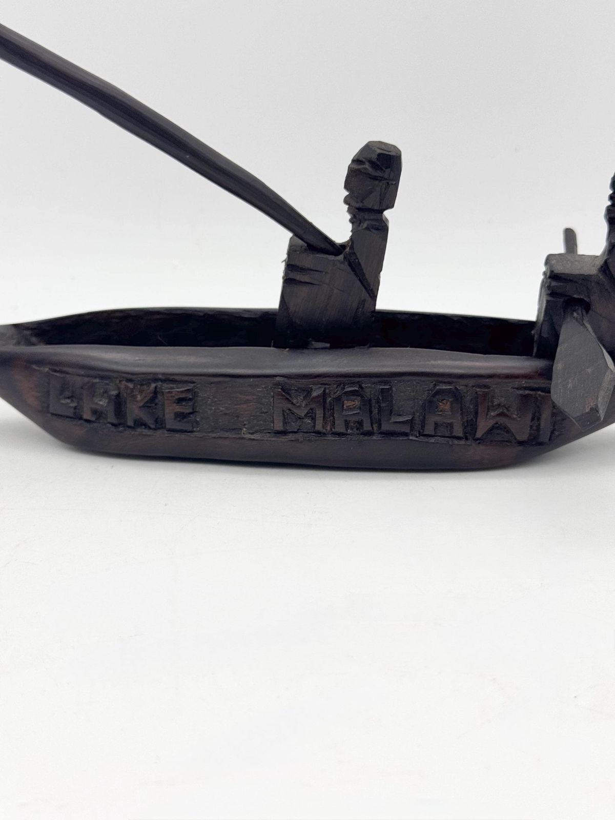 Small Canoe Fishermen Carving, Lake Malawi Souvenir photo vintage
