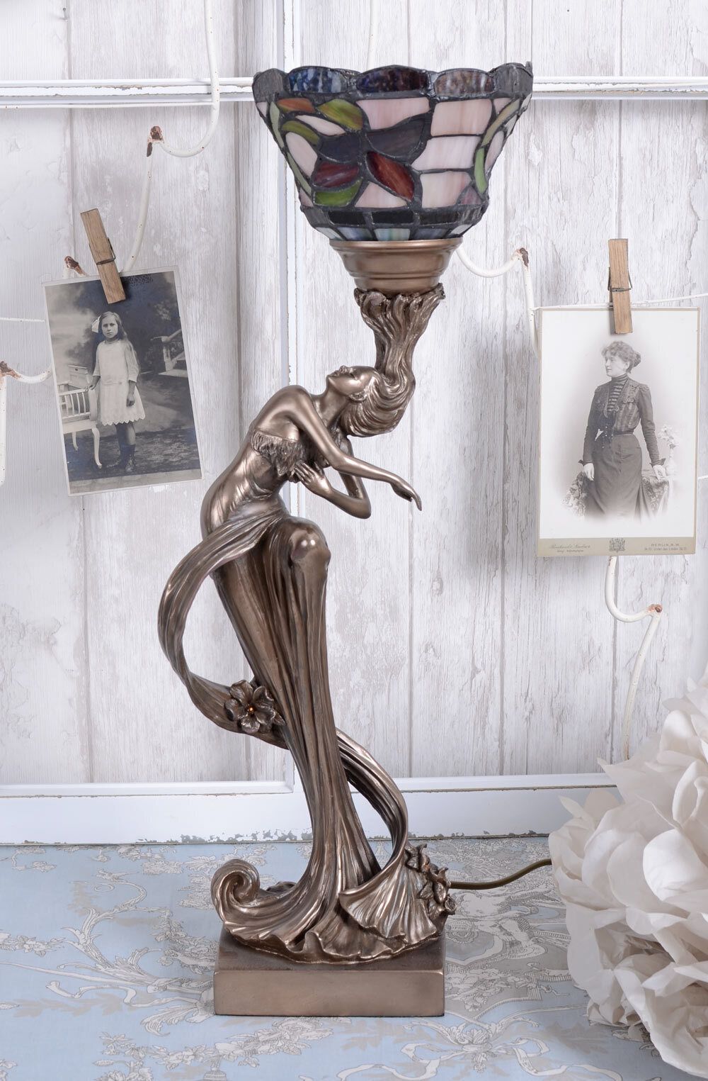 Art Nouveau Nymph Table Lamp “Wiener Secession” – A Timeless Floral Beauty photo for sale