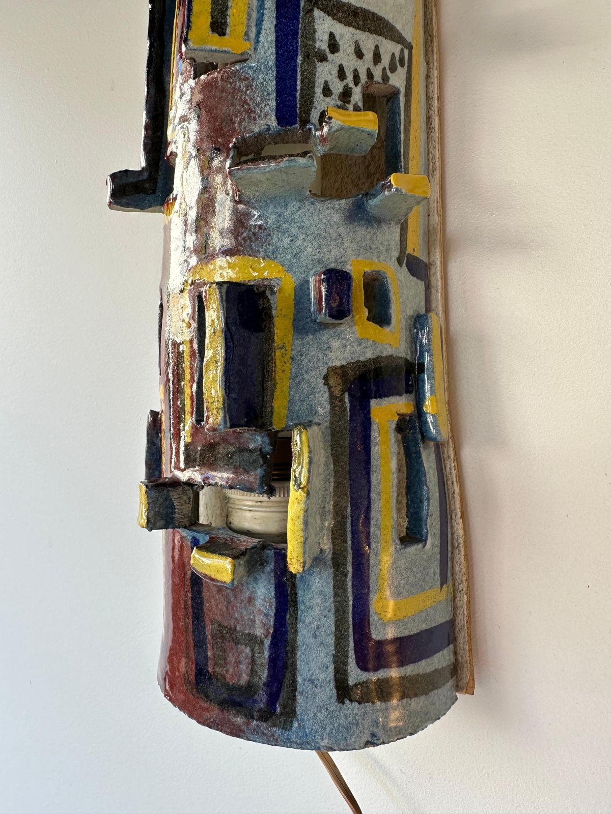 photo furniture Pair Of Sconces Ceramic Enameled Sculpture. Italy, 1960s