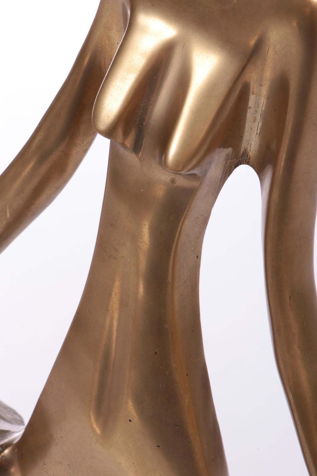 Brass Art Deco Statue Of An African Woman On A Marble Base, 1970s photo vintage