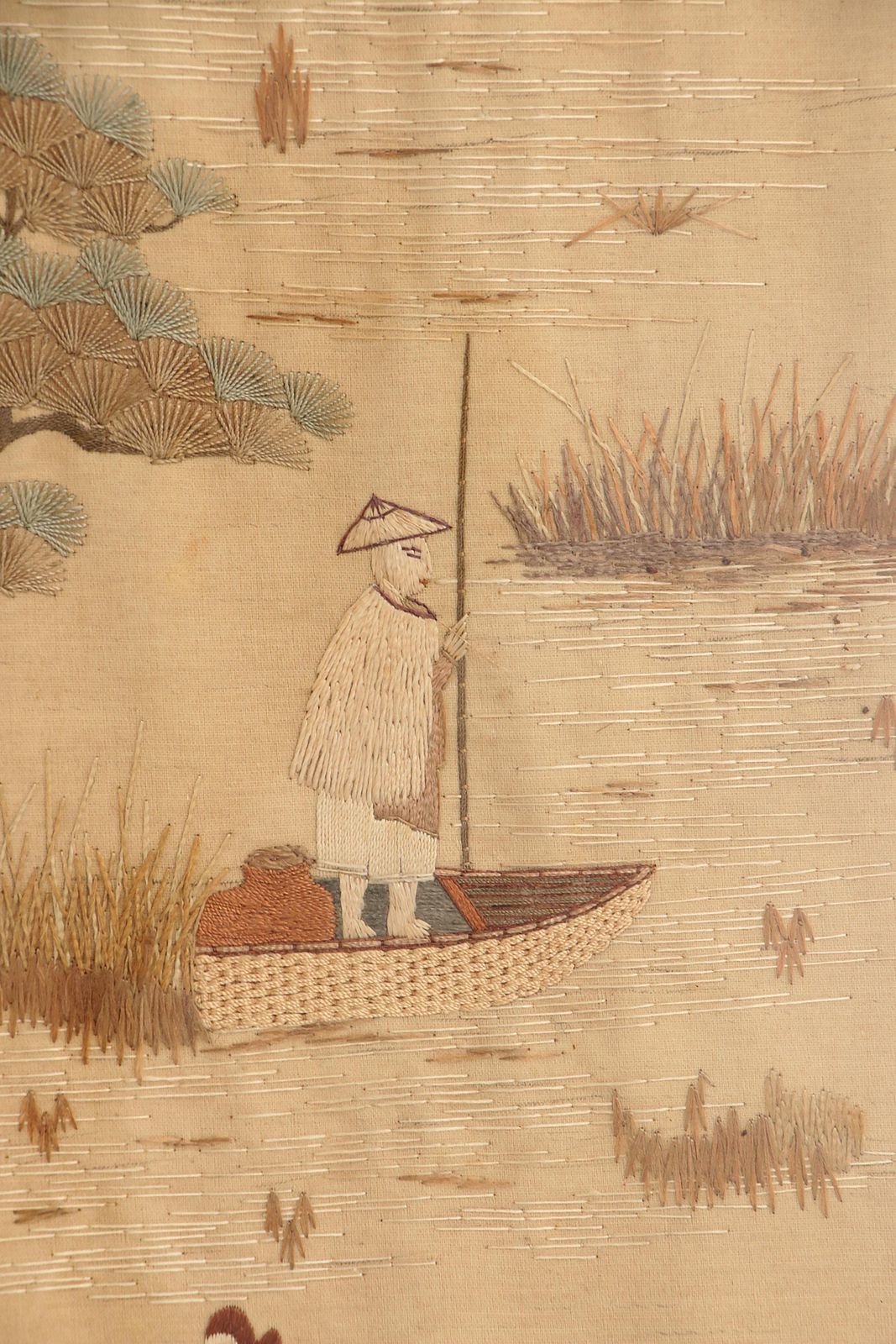 photo for sale 19th Century Chinese Silk Tapestries In Bamboo Frames