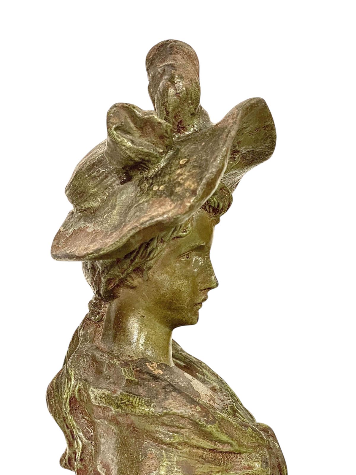 1110.0 Antique Patinated Bronze Bust By Pedro Ramón José Rigual, Circa 1900 photo