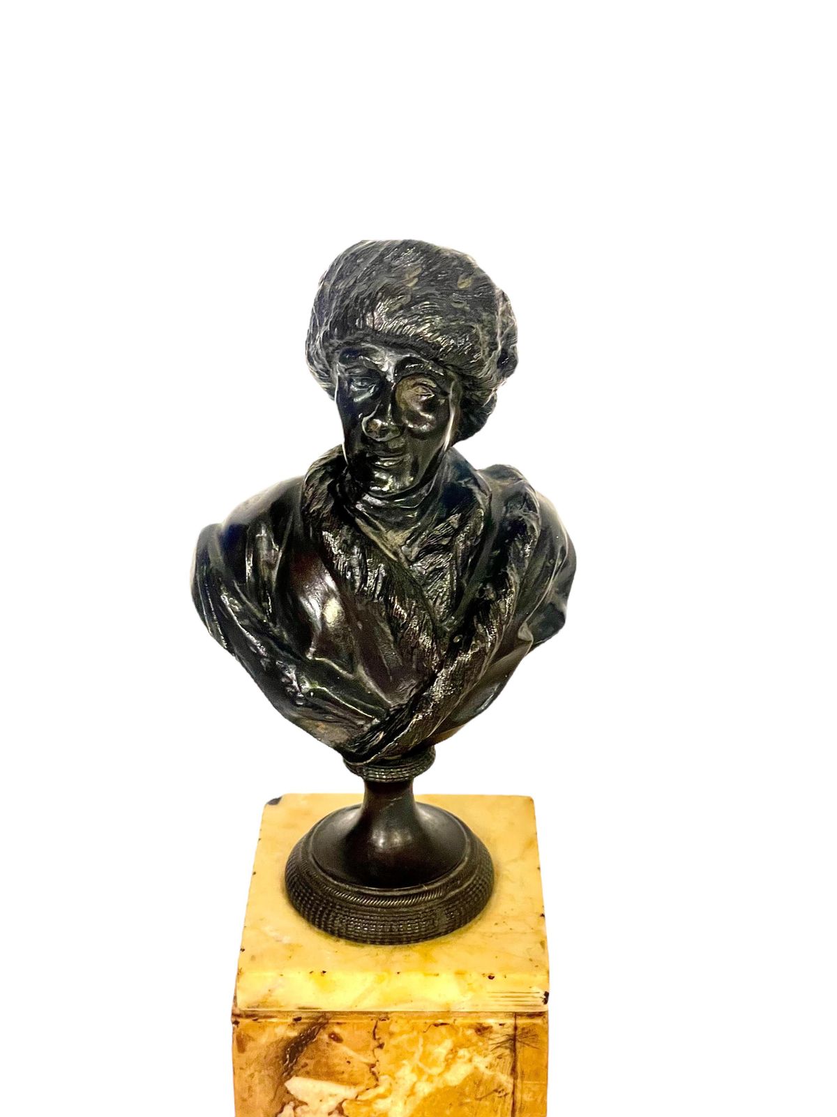 19th Century Petite Bronze Bust Of Jean Jacques Rousseau On A Siena Marble photo furniture