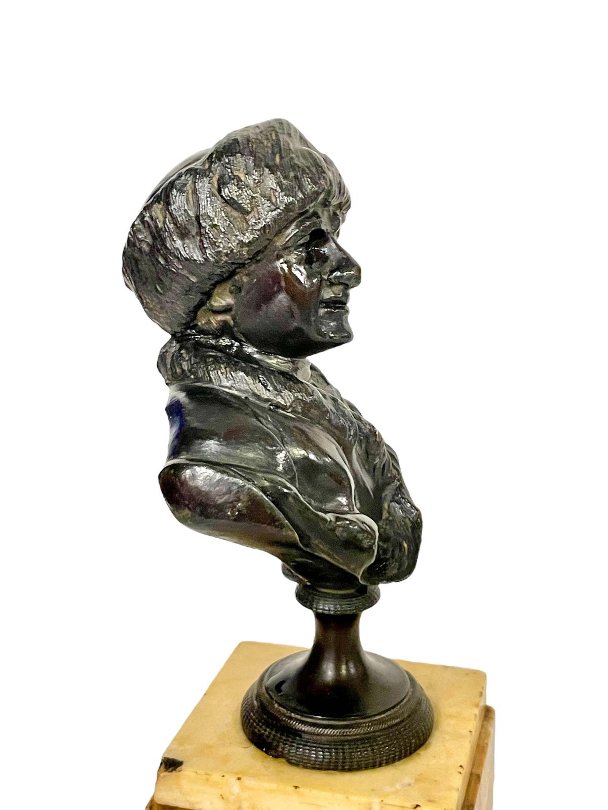 photo for sale 19th Century Petite Bronze Bust Of Jean Jacques Rousseau On A Siena Marble