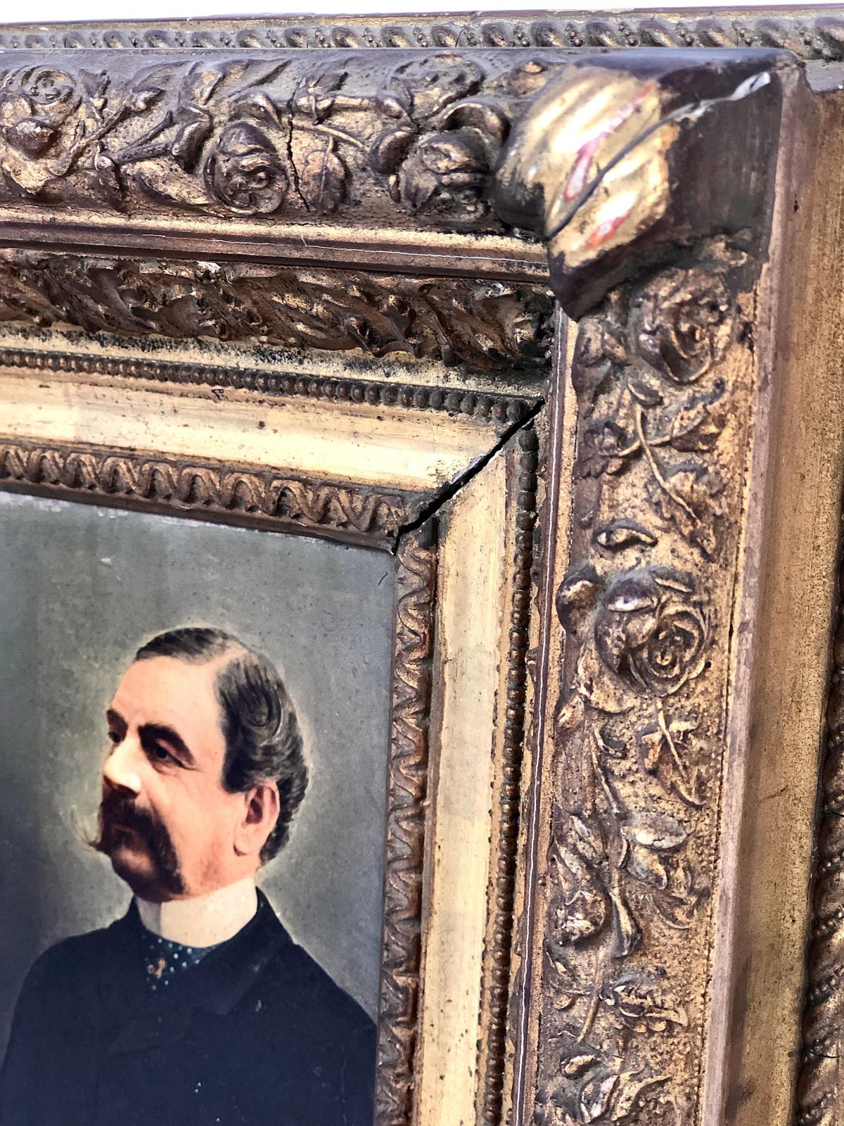 Oil On Canvas, French Portrait From A Dignitary Gentleman photo furniture