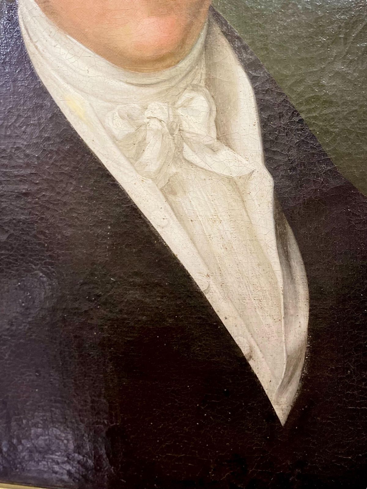 19th Century French Oil On Canvas “Portrait Of A Man In A White Shirt” photo Art