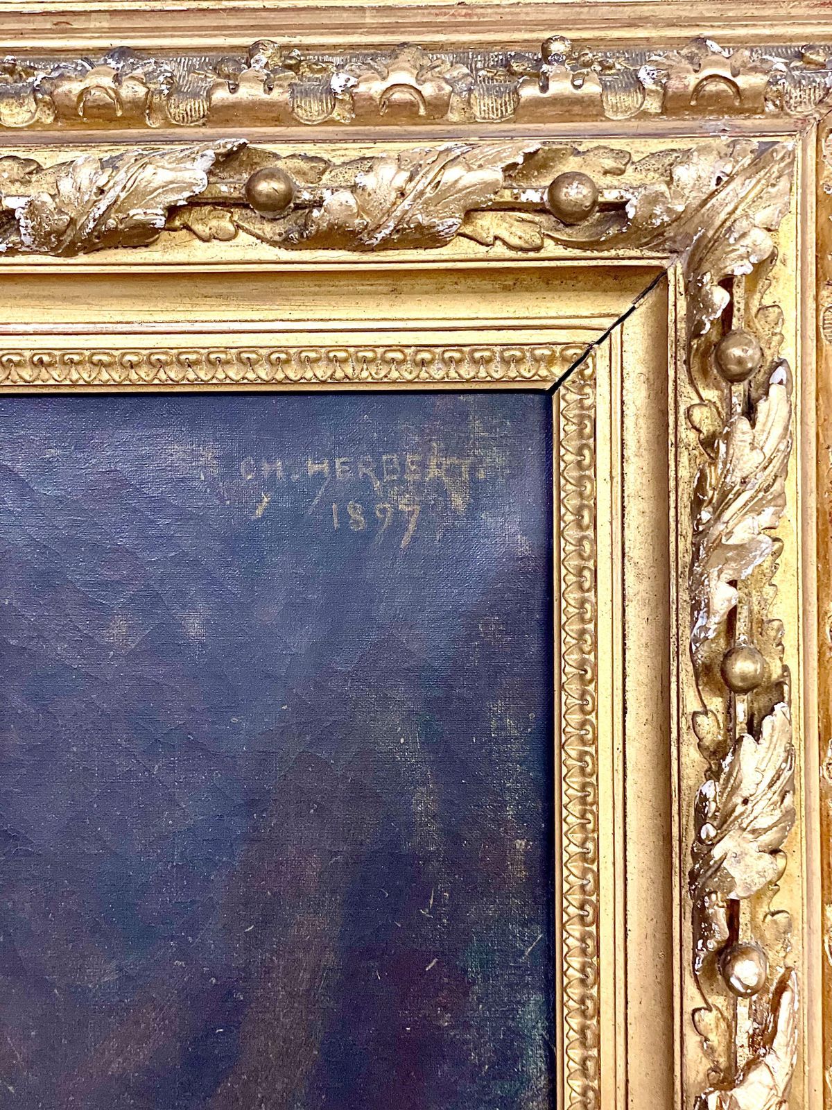 Large Oil On Canvas "Officier Des Ordres Des Palmes Académiques" photo Art