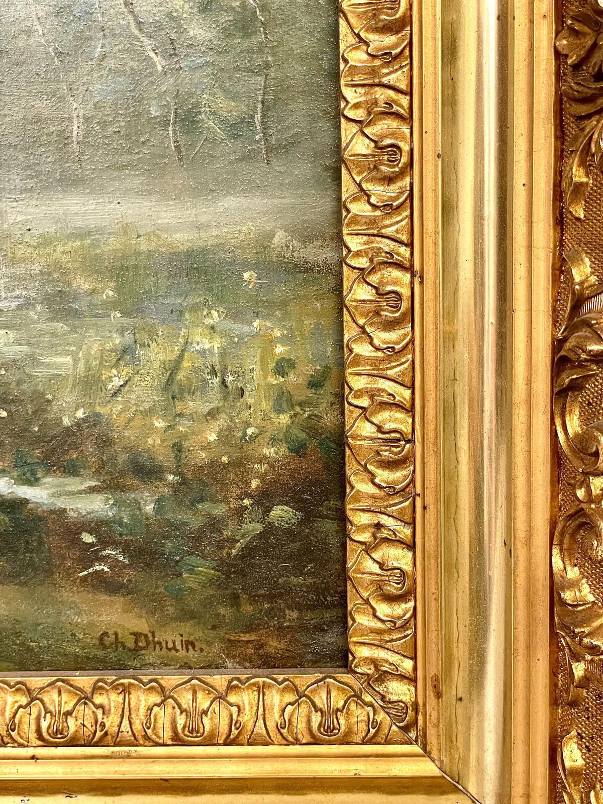 Large Oil On Panel 'The Cowherder By The Pond', By Charles Dhuin photo buy