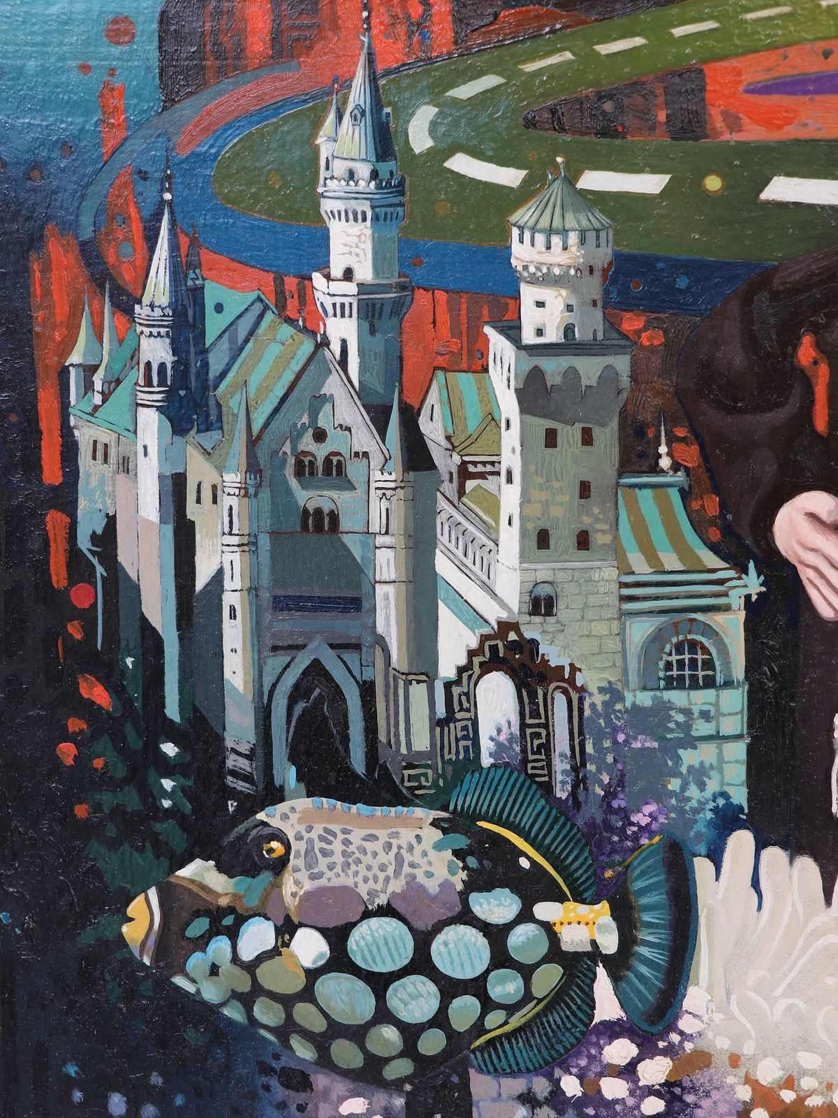 Post Surrealist Oil Painting "The Dolls" By Asher Ein Dor, Israel, 1980 photo Art