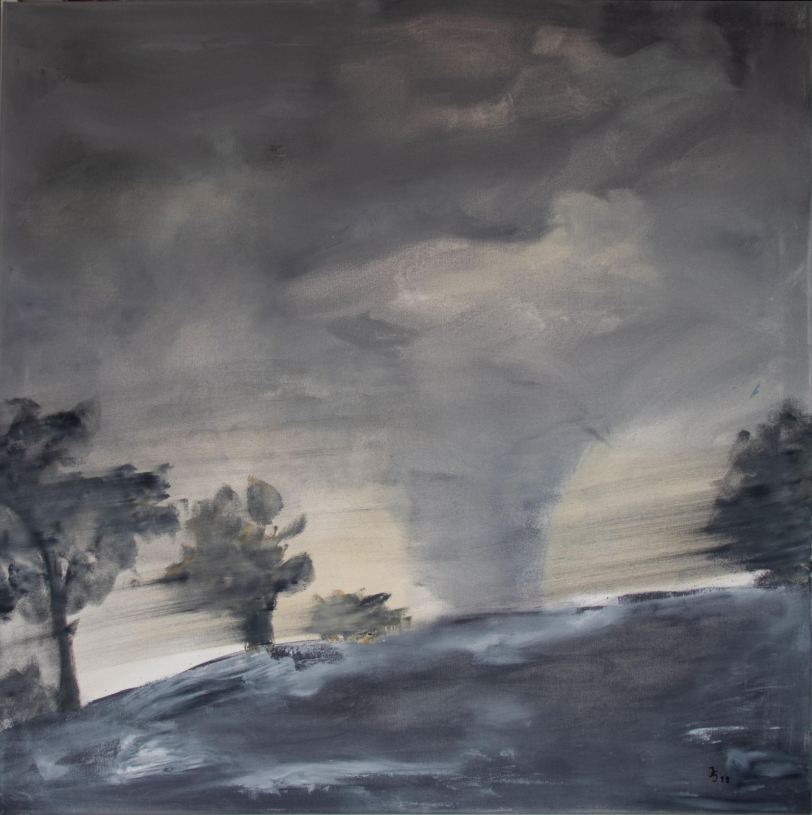 Set Of Two Paintings By Ingrid Stolzenberg 'Landscape' German Post Expressionism photo furniture