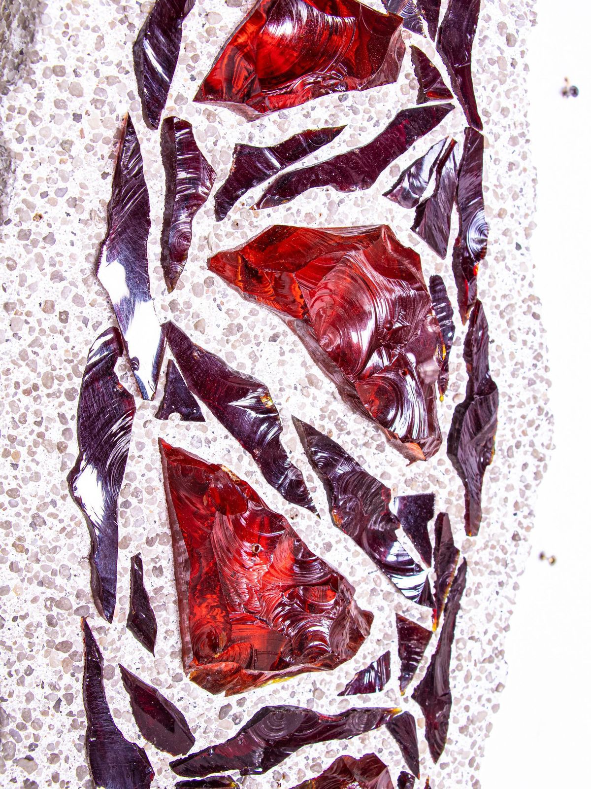 1 'Of 2' Brutalist Poliarte 27" Wall Sconce Mosaic Concrete & Murano Glass, 1970 photo Art
