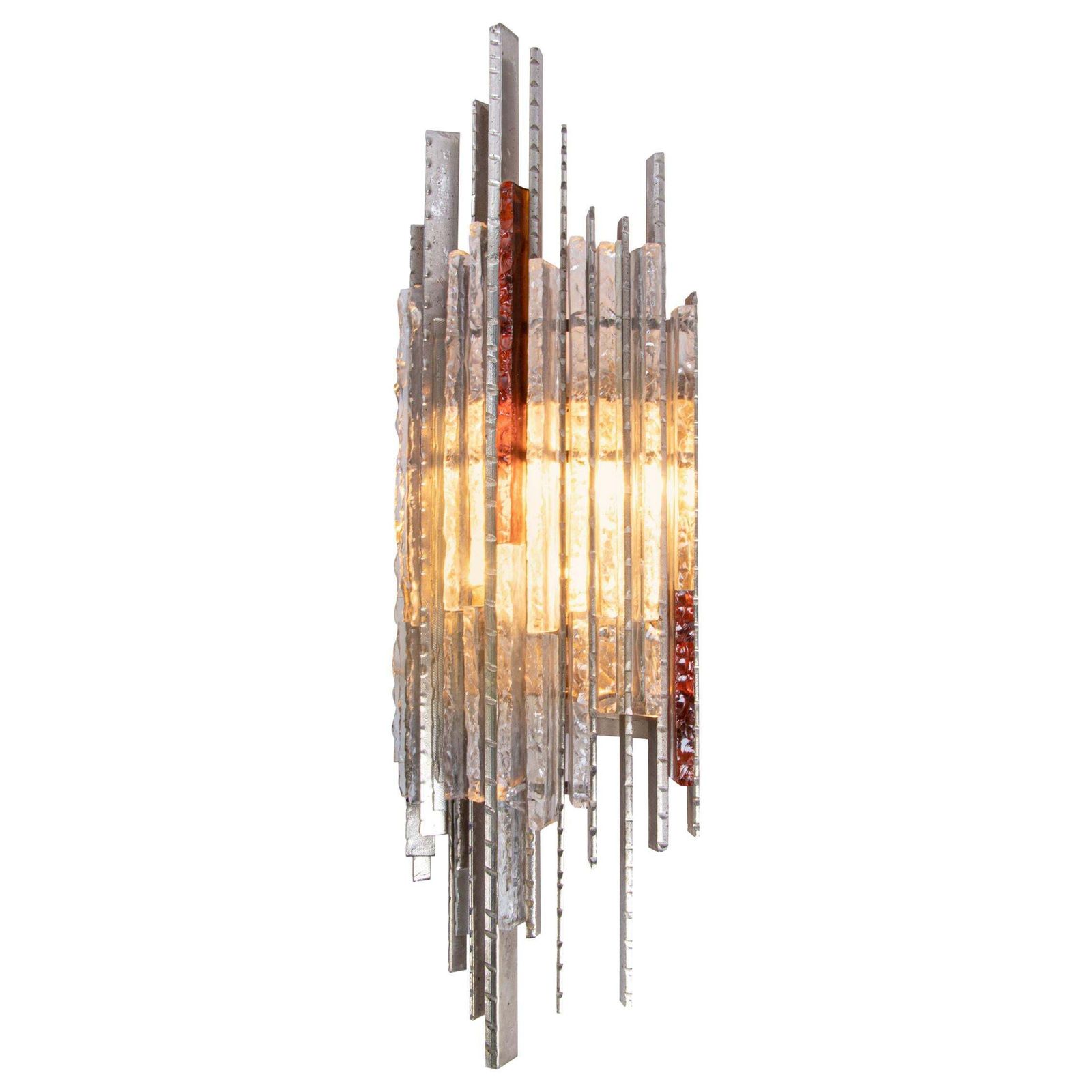 Huge Poliarte 34" Brutalist Wall Sconce By Biancardi & Jordan Arte, Italy 1970