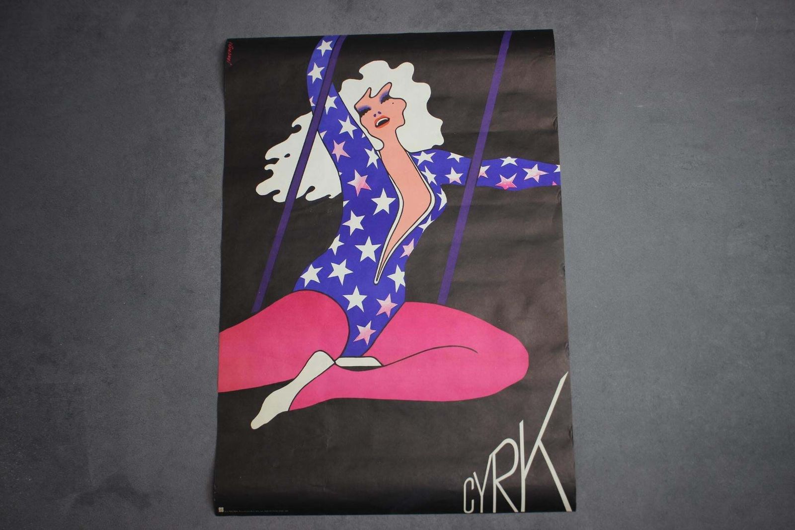 Mid Century Print Of Circus Trapeze Girl By Janowski Witold, 1975s photo for sale