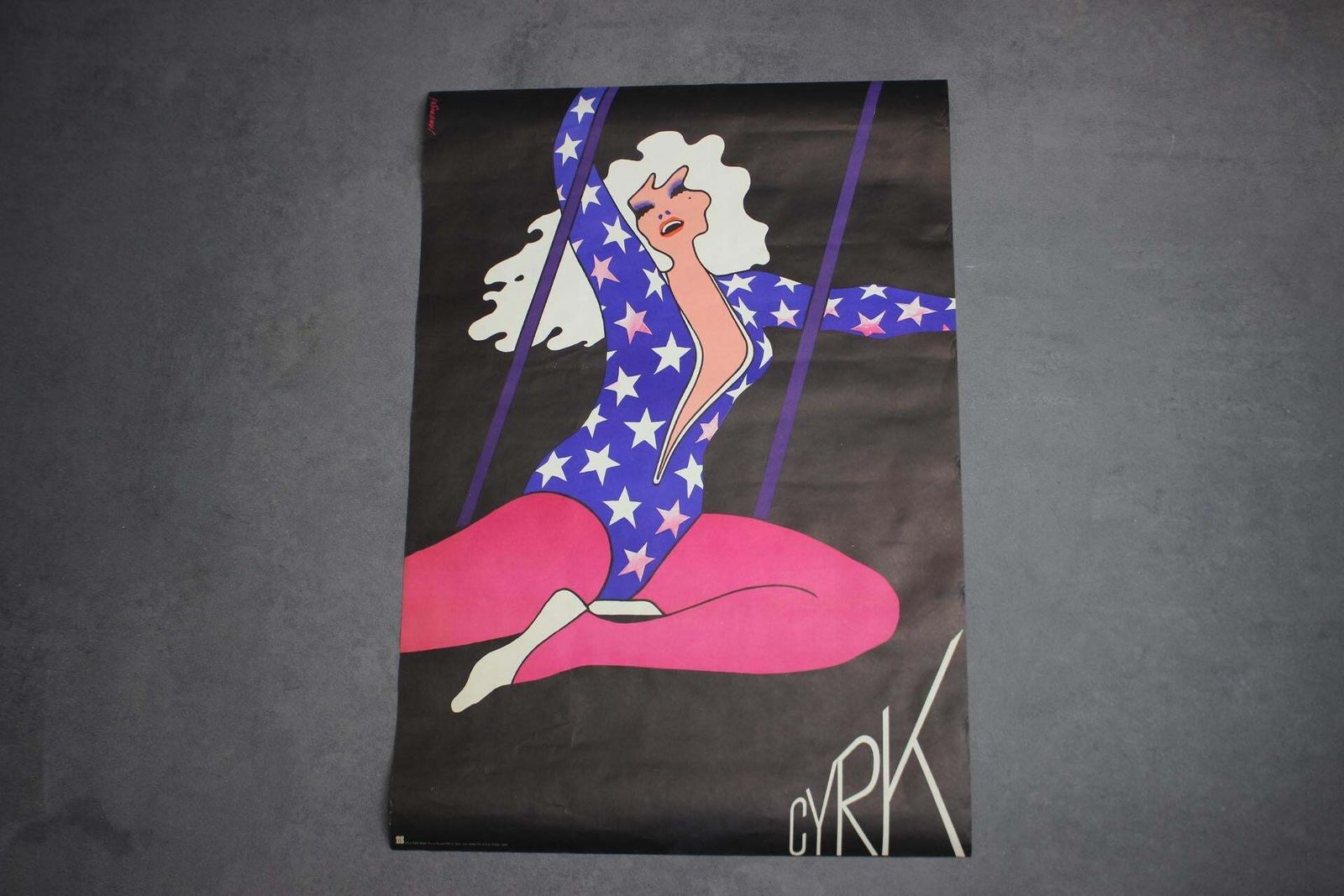 Mid Century Print Of Circus Trapeze Girl By Janowski Witold, 1975s photo Art