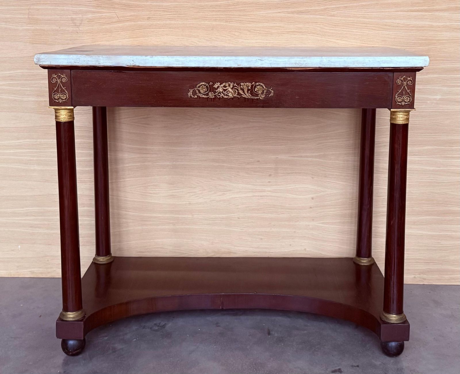 Antique French Empire Fruitwood Console Table With Drawer, Early 20th Century photo furniture