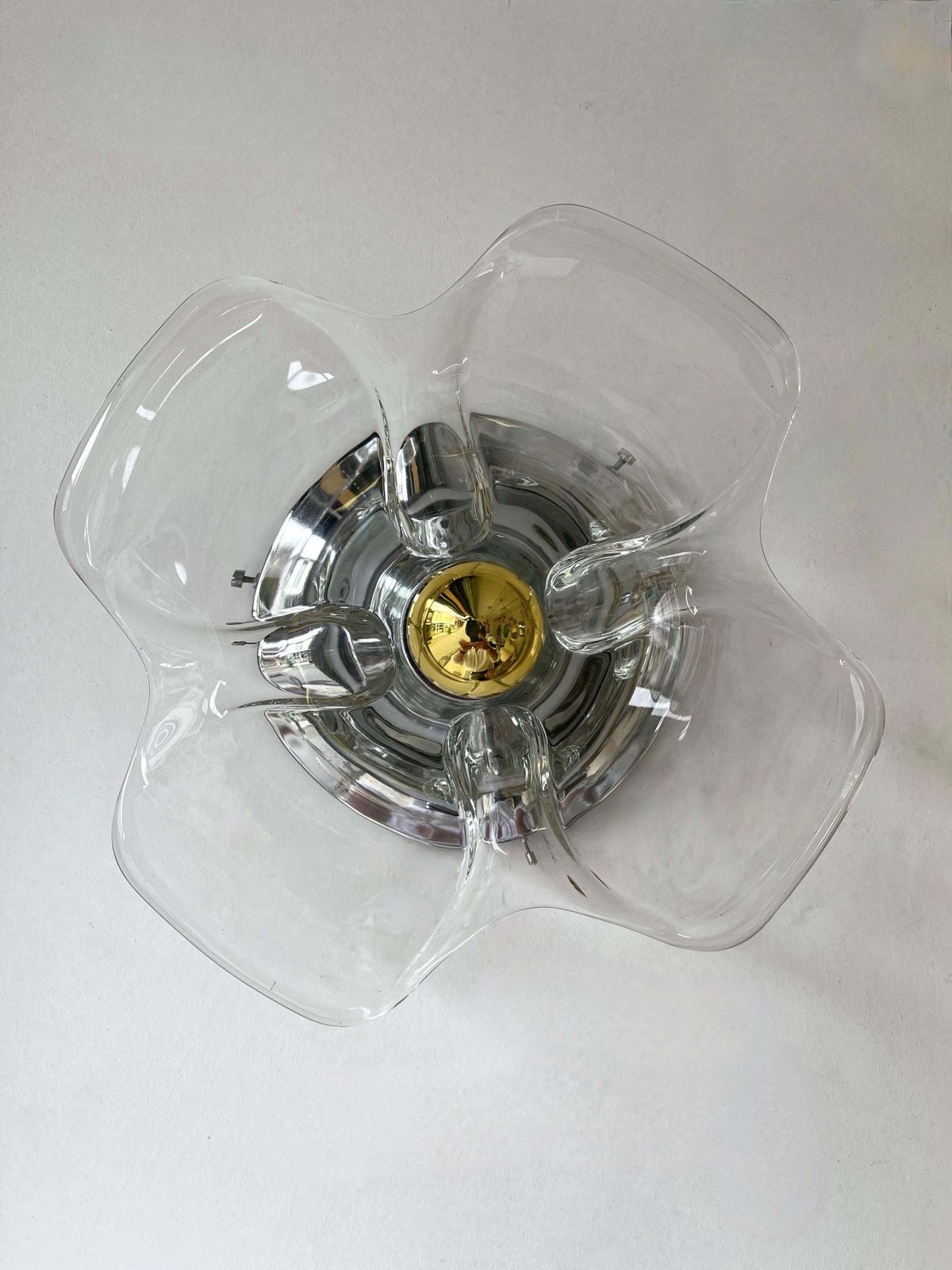 Pair Of Glass And Metal Flower Sconces, Italy, 1970s photo 2396.0