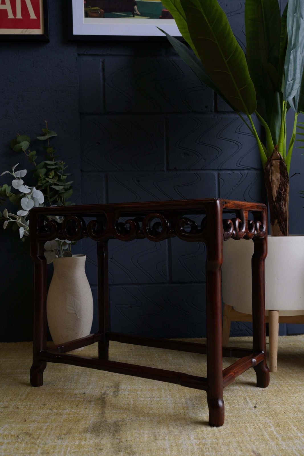 Elegant Hand Carved Rosewood Chinese Side Table – Timeless Oriental Craftsmanship photo furniture