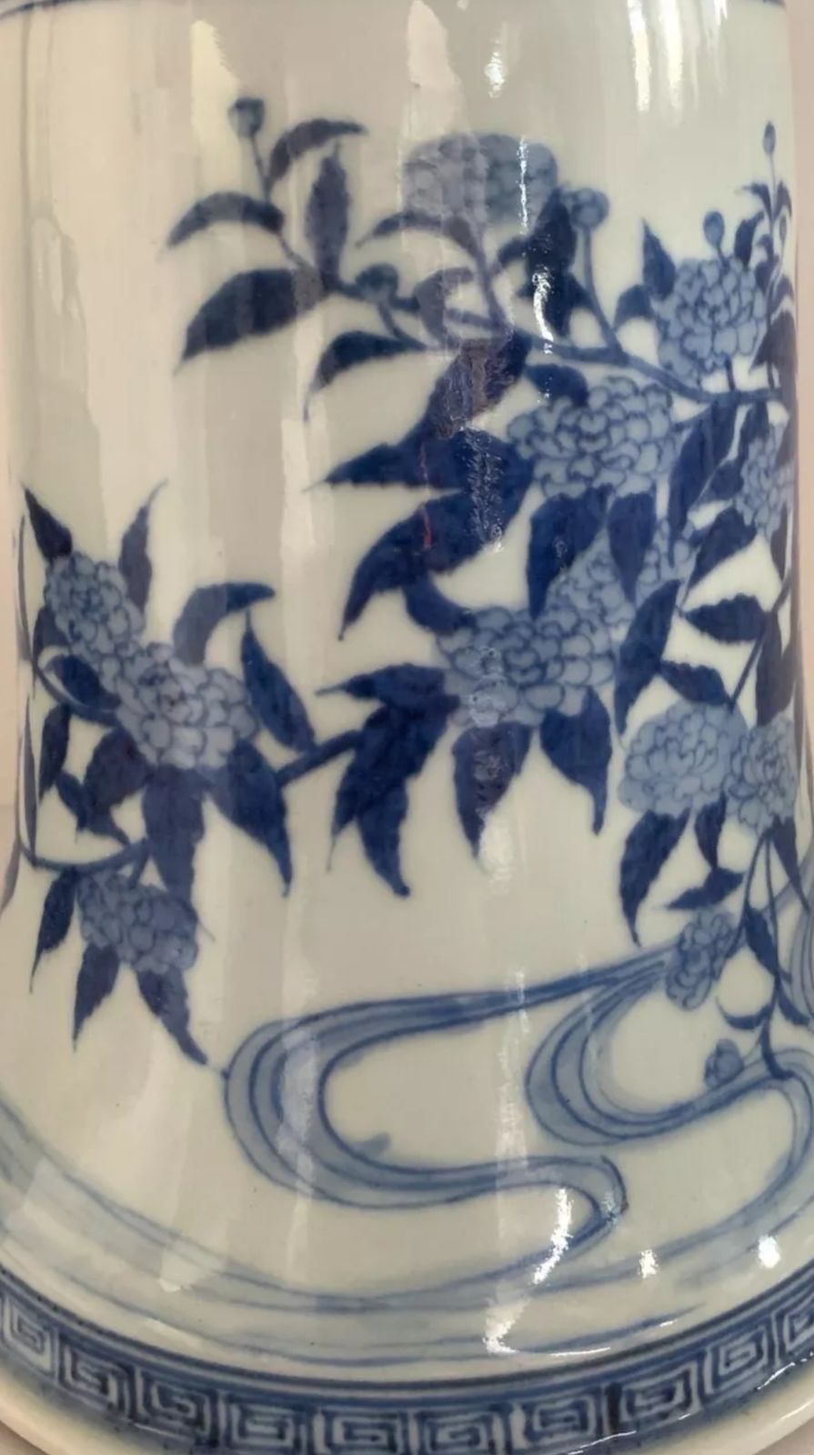 Chinese Blue And White Porcelain Alter Candleholder Mounted As A Lamp photo for sale
