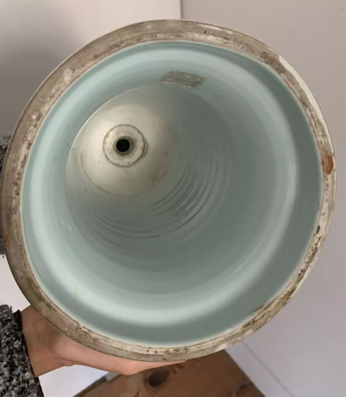 Lighting Chinese Blue And White Porcelain Alter Candleholder Mounted As A Lamp photo